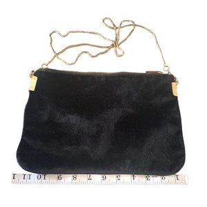 H&M clutch snake chain shoulder bag furry velvet | Black